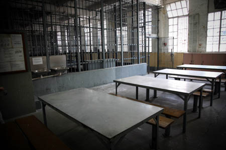 At the inmates' work area of F Hall tables and chairs are placed