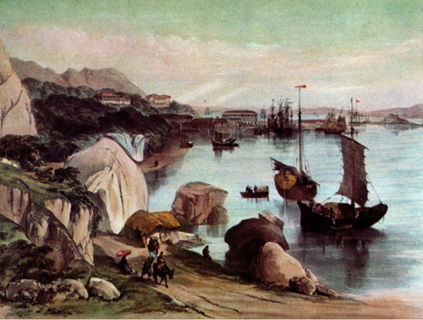 1846年9月28日從銅鑼灣向西北眺望渣甸公司景象
