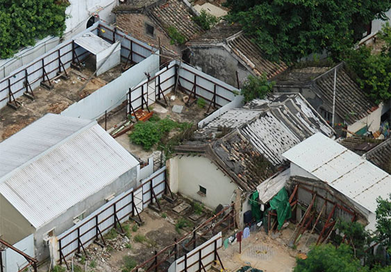 Only wasteland was left after houses had been demolished