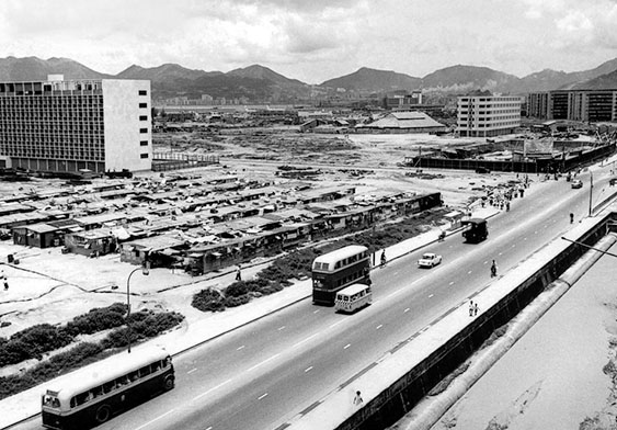 Large-scale construction works around Nga Tsin Wai