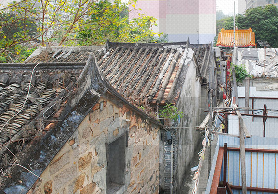 Distinctive pyramid-roof-style village houses