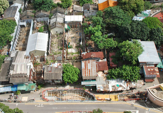 An aerial view of Pei Pin Street