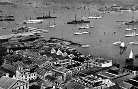 Hong Kong Harbour with warships