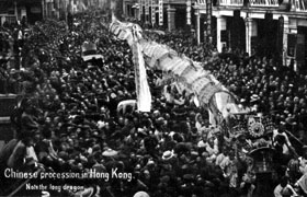 Dragon dance in celebration of the coronation of the King of England