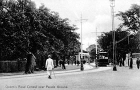 Tram tracks on Queen's Road Central in Central